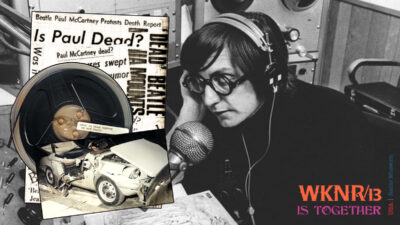 Russ Gibb, in-studio at WKNR, 1969 (Credit: Detroit Free Press Archive; Ira Rosenberg)